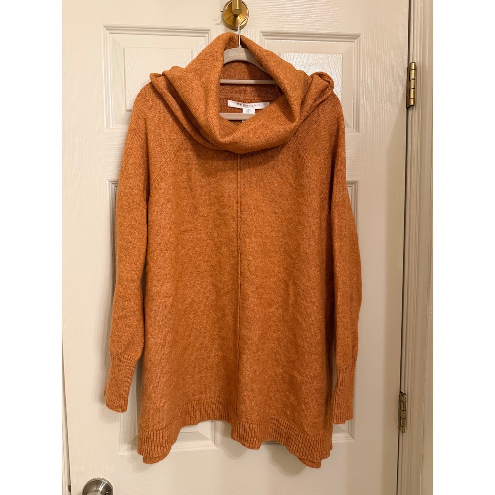 Max Studio Woman Burnt Orange Cowl Neck Tunic Sweater Plus Size 2X Raglan Seam
